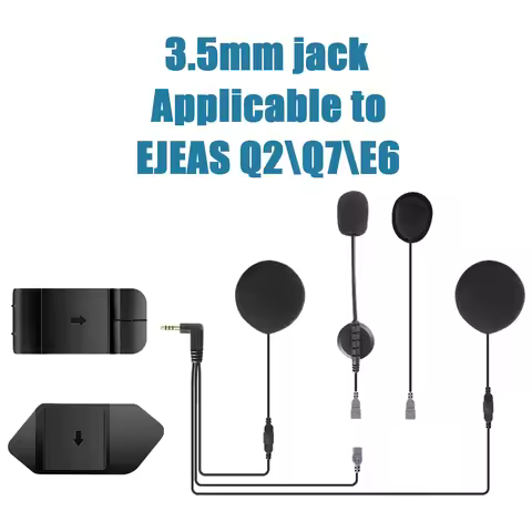 3.5MM Jack 2 In1 Earphone Headset with Mounting Clip Double-Sided Tape Base for EJEAS Q7 Q2 E6 Motor