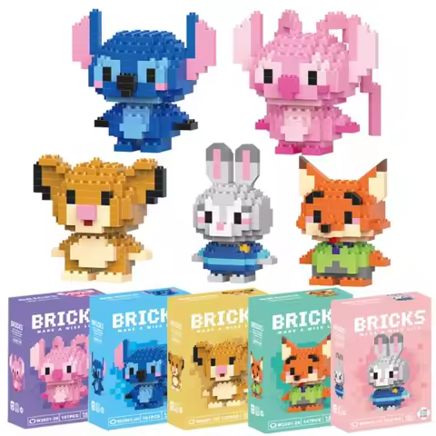 Disney style Stitch LinaBell StellaLou Building Blocks Princess Cartoon Figrues Bricks Children's As