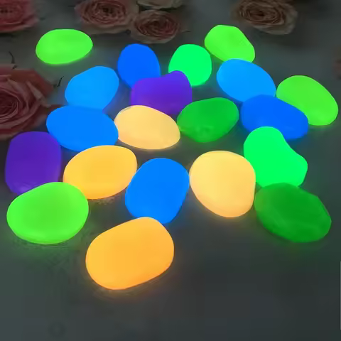 10Pcs 4.5cm Oversized Glowing Resin Stones Large Bright Stones Resin Luminous Stone Garden Pebbles I