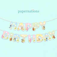 Bluey Happy Birthday Banner Bluey HBD Bunting/ Bluey Birthday Banner/
