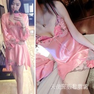 Sexy pajamas  性感睡衣  睡衣女冰丝性感二件套睡裙吊带真冰丝睡裙睡袍两件套装女睡衣eegg88.my2.23