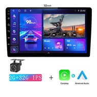 Acodo 10 นิ้ว IPS Carpay Android 12 วิทยุติดรถยนต์สเตอริโอ Wifi BT   เครื่องเล่นวิดีโอมัลติมีเดีย FM 2Din Universal Toyota Nissan Hyundai Kia Honda VW GPS นำทาง GPS เครื่องเล่นมัลติมีเดีย