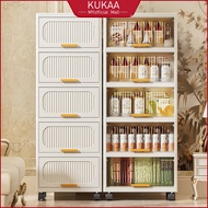 IKEA Foldable Storage Cabinet Kitchen Cabinet Storage Organizer Household Plastic Almari Dapur 储物柜