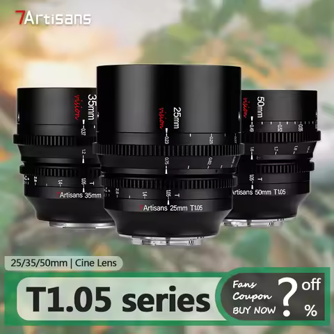 7artisans 25mm 35mm 50mm T1.05 APS-C Cine Lens for Camera Studio Photography with Sony E A6000 A7RII