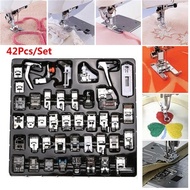 42Pcs Janome Singer Home Brotherอุปกรณ์เย็บผ้าฟุตชุดจักรเย็บผ้าที่กดเท้า
