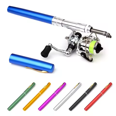 Pocket Collapsible Fishing Rod Reel Combo Mini Pen Fishing Pole Kit Telescopic Fishing Rod Spinning 