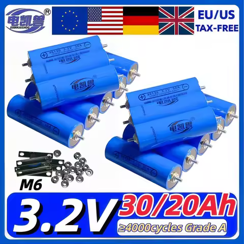 A-Grade 3.2V 30Ah 20Ah 32Ah LiFePO4 High Rate Rechargeable Battery 4000 Cycle Standard 6C Discharge 