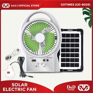 D&D GD-8026 Solar Fan 6 inches Built-in Rechargeable Portable Camping Fan