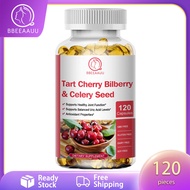 Bbeeaauu Sour Cherry Capsules 12000mg Supplement with Celery Seed Extract Powerful Uric Acid Cleanse Joint Support Vegan Tart Cherry