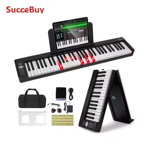 SucceBuy 61 or 88 Key Folding Keyboard Piano Bluetooth & MIDI Electronic Digital Foldable Piano Rech
