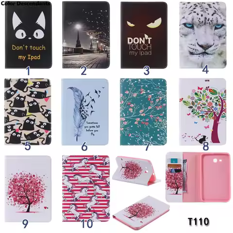 Apricot Tree Horse Feather PU Leather Stand Case Cover For Samsung Galaxy Tab 3 Lite 7.0 T110 T111 7