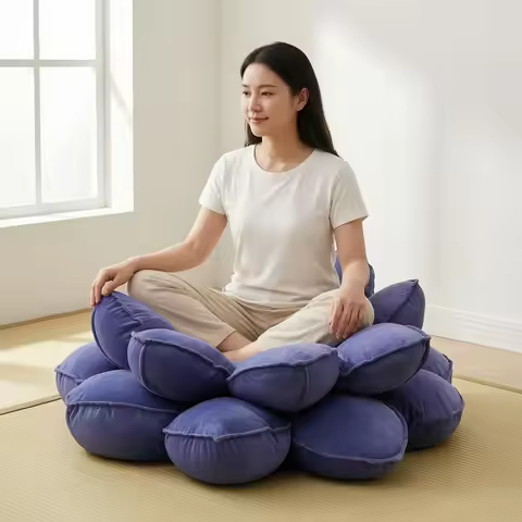Lotus-Shaped Seat Cushion Textile Lotus Flower Cushion Flower Floor Pillow Soft Decorative for Indoo