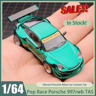 Pop Race 1:64 997rwb Tokyo Modification Exhibition Alloy Car Diecast Porsche Ornaments Custom Toys K