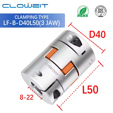 Cloweit LF 3 Jaw D40L50 Coupler Aluminium Plum Flexible Shaft Coupling Stepper Motor Connector CNC 8