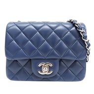 藍色 菱格紋 羊皮 COCO Mini 肩背包 銀釦【CHANEL 香奈兒】 A35200