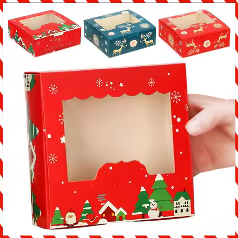 1/10pcs Nougat Cupcake Biscuit Gift Wrapping Box Cake Packaging Box Christmas Gift Box Christmas Car