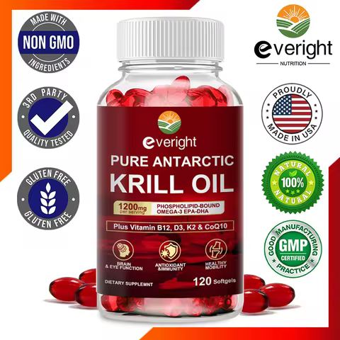 Antarctic Krill Oil 1200 mg with Omega-3 Supplement, EPA & DHA, Astaxanthin & Phospholipids for Hear