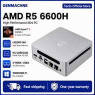 GENMACHNE AMD Ryzen 5 6600H Mini PC 16GB LPDDR5 M.2 2280/2242 NVMe PCIe 4.0 2*HDMI USB4 Windows 11 M