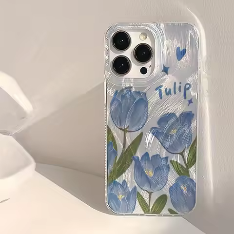 Fresh Blue Tulip Pattern Feather Texture Phone Case for Huawei Honor X9d 400 200 X8b X9a X7b X8a X9c