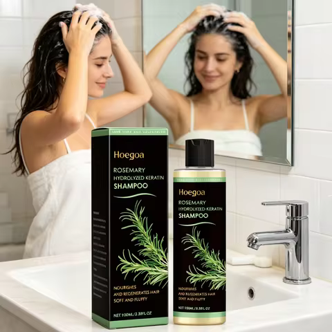 Hoegoa Organic Rosemary Hair Growth Shampoo Thicken Hair Strengther Nourishing Hydrolyzed Keratin An