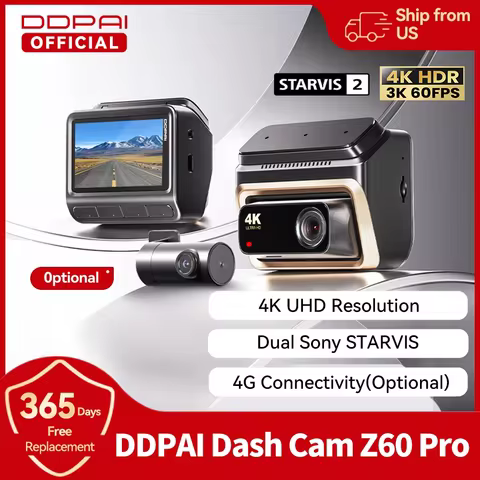 2025 New DDPAI 4K Dash Cam Z60 Pro Support Front and Rear Car Camera SONY STARVIS2 678 Sensor 5GHz W