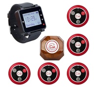 Retekess T128 ร้านอาหารระบบเพจเจอร์ร้านอาหาร Pager นาฬิกา Pager (สีดำ1 แพ็ค) 4 ปุ่มโทร (สีแดง5 Pack)