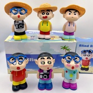6Pcs/Set 9cm Crayon Shin-chan Anime Figure Nohara Shinnosuke Camera Straw Hat PVC Action Figures Mod