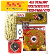 [415 SSS FULLGOLD] RXZ Y125 LC135 SRL 415 Sprocket Set & Chain Sprocket & SSS RACING FULL GOLD Motor