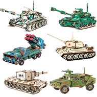 Wooden 3D Three-Dimensional DIY Handmade Puzzle Educational Toys Tank Scooter Model Yijiao Yile 7F3I