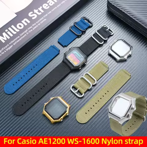 18mm Nylon Watch Band For Casio AE1200 AE1300 WS1600H Durable Replacement Breathable Sport Watch str