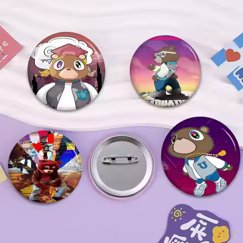 Rapper Hip Hop Pop Singer Kanye West 58mm Animals Funny Brooches Badge Backpack Clothes Gift Accesso