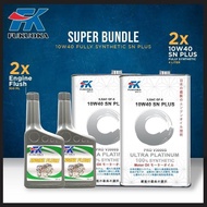 FK Fukuoka 10W40 Pro V3000S SN Plus x2 Pakej Super Jimat untuk Enjin Kereta Automotif Minyak Sinteti