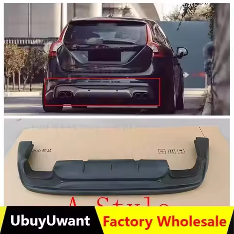 ABS REAR BUMPER TRUNK LIP SPOILER DIFFUSER with Exhaust Tips For VOLVO S60 V60 2014-2016 VOLVO V60 S
