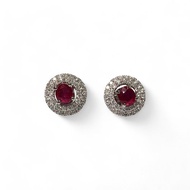 0.845Ct Burma unheated Ruby and Natural diamond 2 ways stud earring