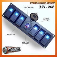 12v 24v USB TypeC Voltmeter universal switch LED light dashboard panel far near foglamp headlamp spo