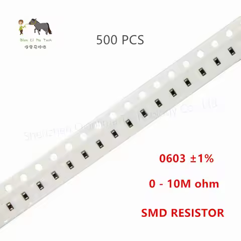 500pcs 0603 ±1% SMD resistor 0-10M ohm 1/10W 0.1 0.2 1 2 3 10 15 20 22 30 47 51 100 220 1K 1.5K 2K 4