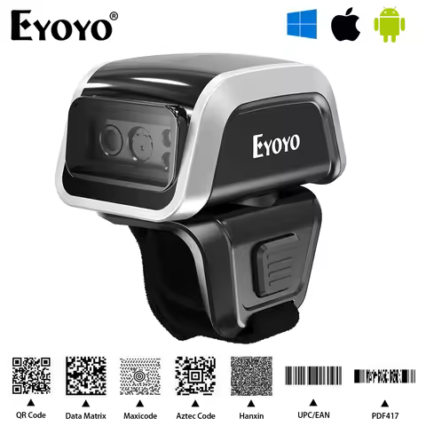 Eyoyo Mini 1D&2D QR Image Reader Auto-sense Screen Scanning Wearable Ring Bluetooth Barcode Scanner 
