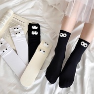 Women Cartoon Creative Funny 3D Eyes Design Socks Summer Ice Silk Sock Lolita College Style JK Cute 