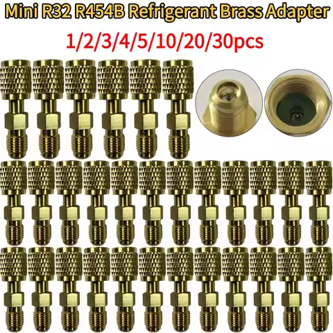 Mini R32 R454B Refrigerant Brass Adapter 1/4" Female to 1/4" Durable R32 Thread Adapter Quick Couple