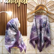Hijab Segi Empat Voal Motif Warna Ungu Lilac Kerudung Jilbab Terbaru