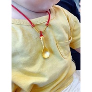New Style Baby Spoon Necklace Golden Spoon Pendant Spoon Braided Rope Necklace Baby Full Month Birth