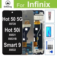 จอ LCD แบบดั้งเดิมสำหรับ Infinix Hot 50 5G X6720/50i X6531 X6531B/Smart 9 Smart9หน้าจอ X6532หน้าจอสั
