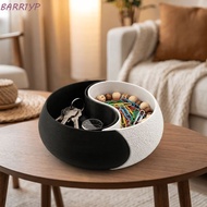 BARR1YP Black and White Storage Bowl, 3D Printed Layered Design Storage Tray, Modern Decor Flat Bott