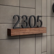 walnut wood 20x8cm Simple solid wood Unit Number Signage HDB Unit Customised Unit Sign door sign  do