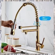 [G Q L W] Spring Pull Down Kitchen Sink Faucet Hot &amp; Cold Water Mixer Crane Tap with Dual Spout Deck Mounted
