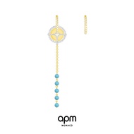 APM Monaco Asymmetrical Earrings Female Long Temperament Green Stone Bead Earrings Color Gold Earrin