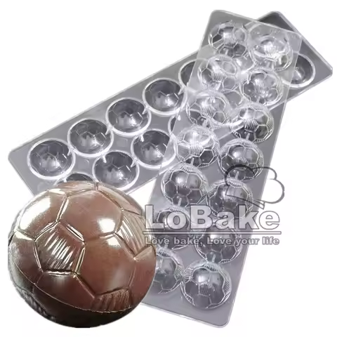 2pcs/set 14 cavities 3D football shape chocolate mold polycarbonate kit kat chocolate fondant for DI