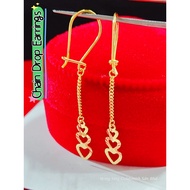 Wing Sing 916 Gold Dangle Hook Drop Earrings / Anting Subang Jurai Gantung Emas 916