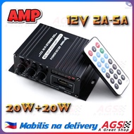 AK370 12V Stereo Digital Mini Amplifier HiFi Bluetooth TF/USB with Remote Control Bass Power AMP