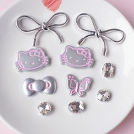 MINISO Bạc Hello Kitty Giày Quyến Rũ Bộ Dành Cho Phụ Nữ Và Bé Gái DIY Khóa Có Thể Tháo Rời Vườn Phụ